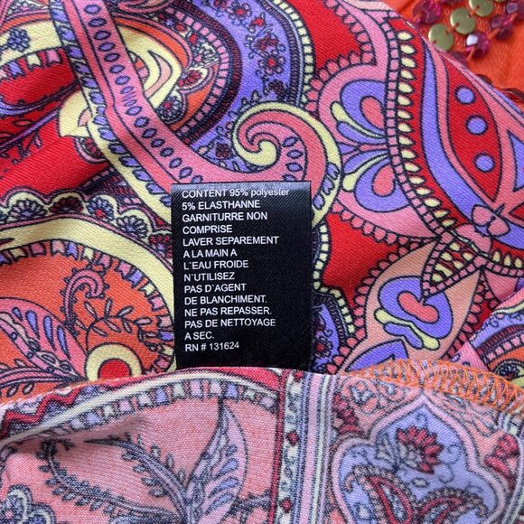 Calessa V neck embellished long sleeve dress tunic orange womens L - Picture 11 of 11